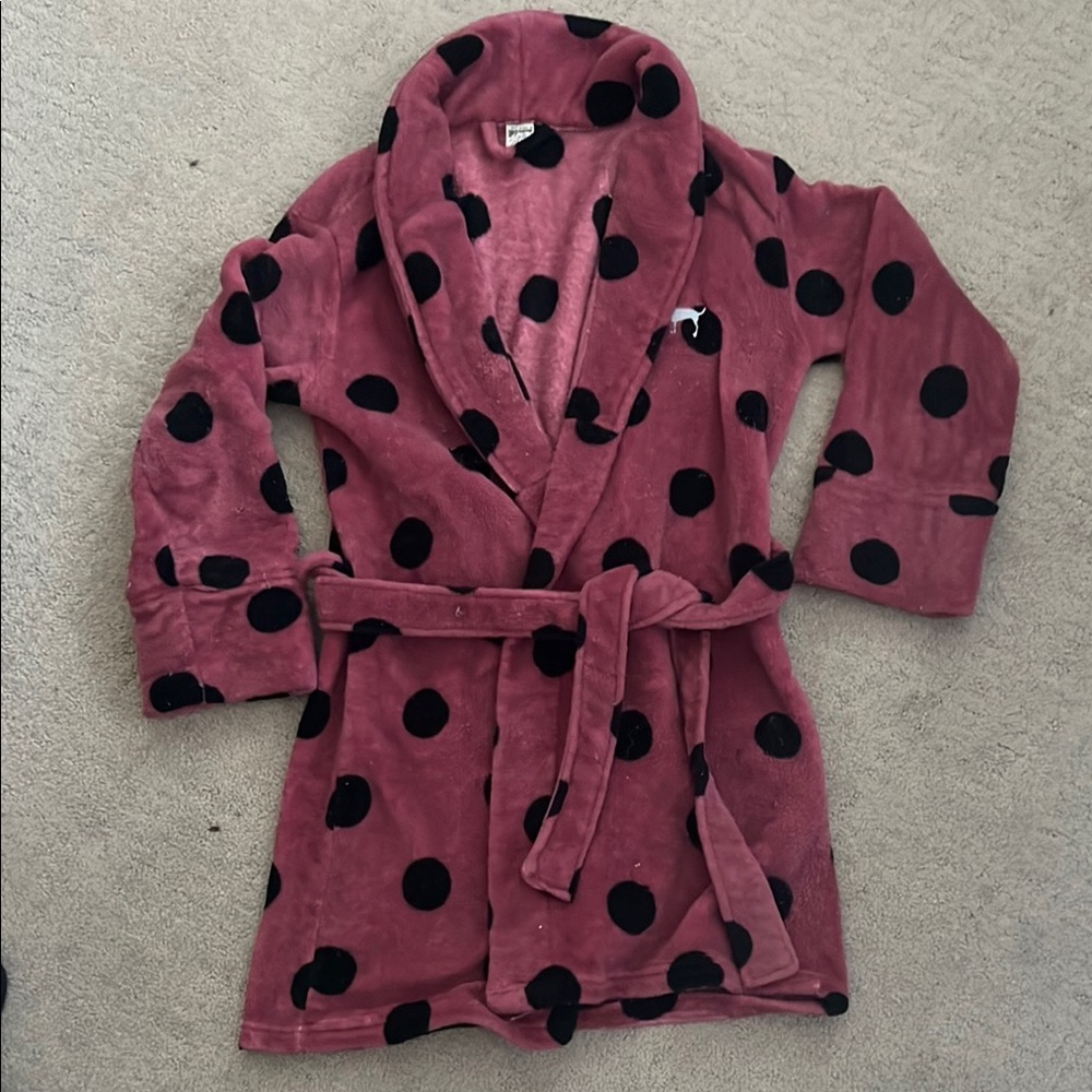PINK Plush Polka Dot Robe